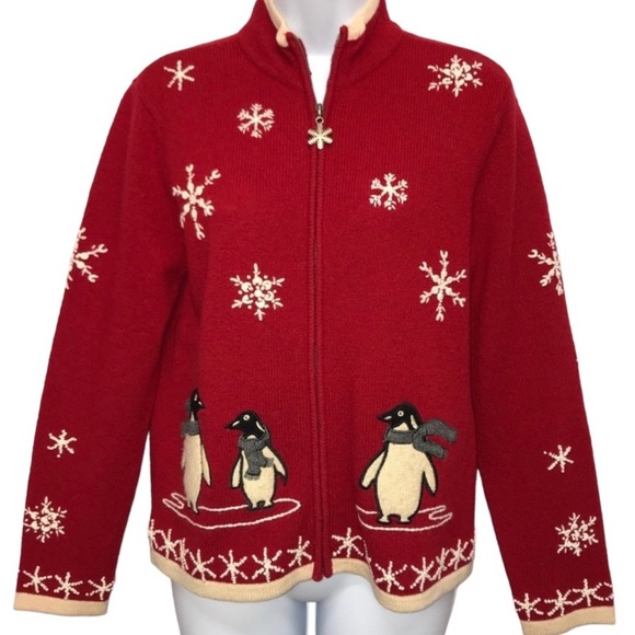 NWOT Statements by Danielle Penguin Holiday Sweater Size Large - VINTAGE - Picture 2 of 9